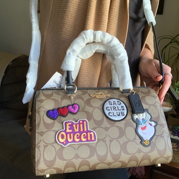 Authentic COACH Signature canvas/Smooth leather DisneyX  top zip Satchel/Crosby - Picture 16 of 16